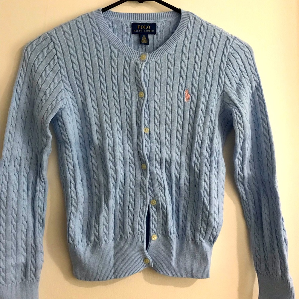 Girl’s light blue cardigan fron Polo Ralph Lauren